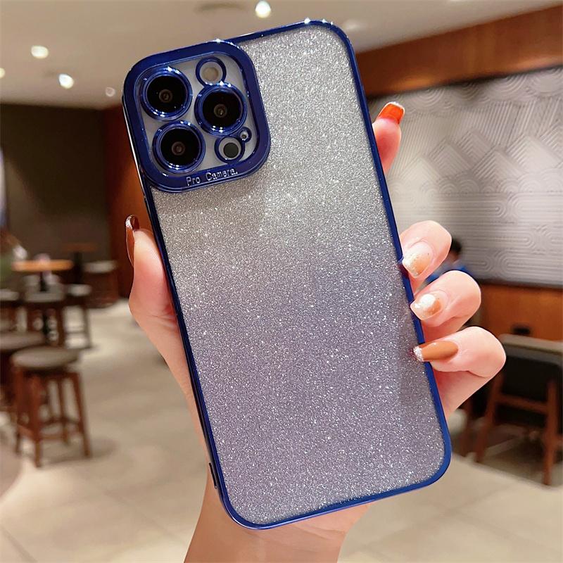 Gradient Glitter Electroplated Clear Phone Case For iPhone 14 13 12 11 Pro Max 7 8 Plus SE  Mini Soft Cover