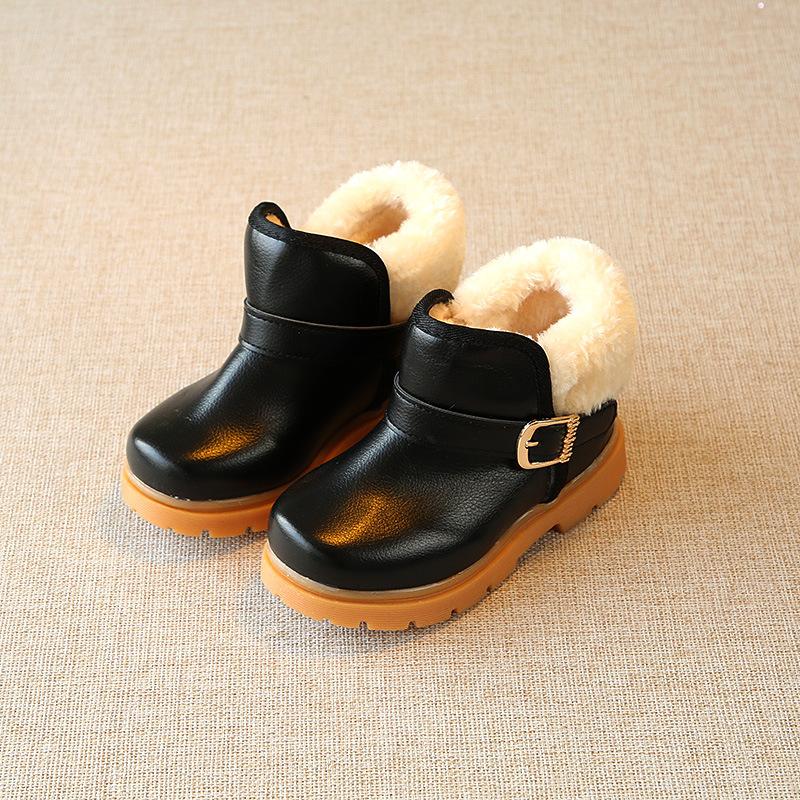 

Zapatos Niña Suede Kid Snow Boots 2025 Winter New Warm Boy Short Boot Fashion Girl Ankle Boot Cotton Boot Leather Boot Kid Shoe 21-insole13.5cm