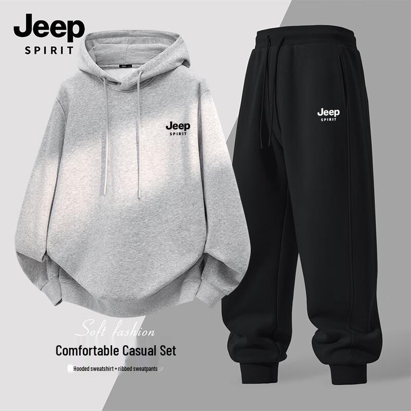 JEEP SPIRIT Men's Hooded Sweatshirt & Tapered Pants Set