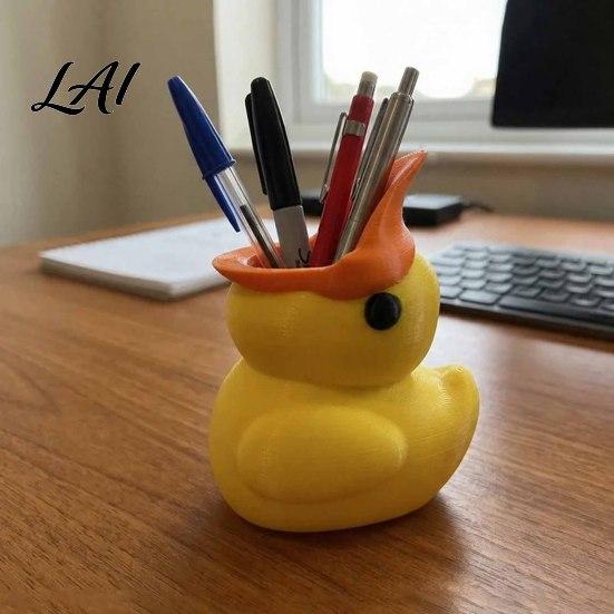 Back to School Gift Cute Yellow Duck Pencil Holder Creative PLA Stationery Organizer Stable Desktop Organizer Pen Cup Holder for Home Office