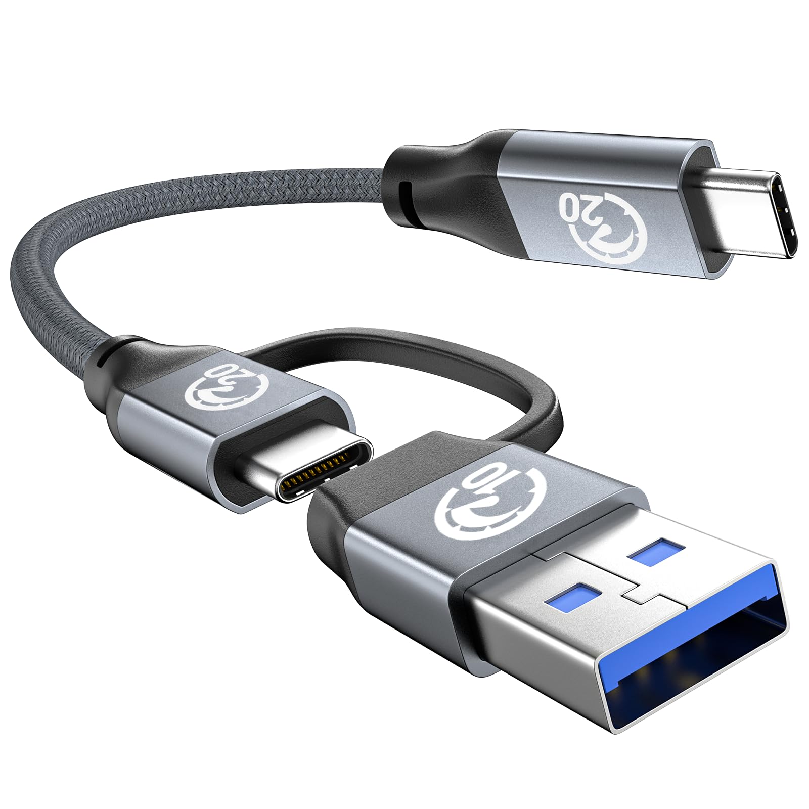 

UseBean 240W USB C Ultra Fast USB Gen 2 20Gbps Data 4K 60Hz Video Nylon Compatible with iPhone iPad Galaxy and Other Devices Cable, 0.2M, PD3.1 серый