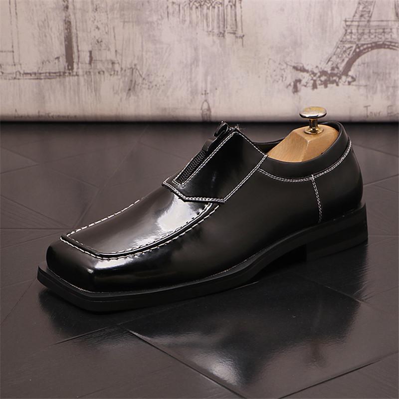 Fashion Fashoin New Arrival  Men Pointed Black Slip On Casual Leather Shoes Male Novelty Loafers Wedding Dress Formal Flats Footwear