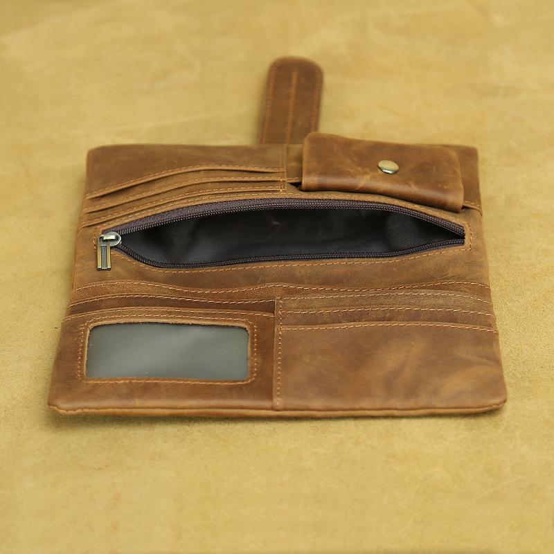 Retro Crazy Horse Leder Geldbörse Erste Schicht Rindsleder Herren Geldbörse Lang und Kurz Leder Multi-Karten Damen Geldbörse