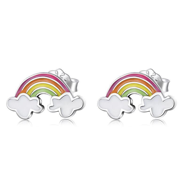 WOSTU 925 Silver European Simple CZ Ear Buckles Heart Hoop Earrings for Women Wedding Gift Minimalism Jewelry E737