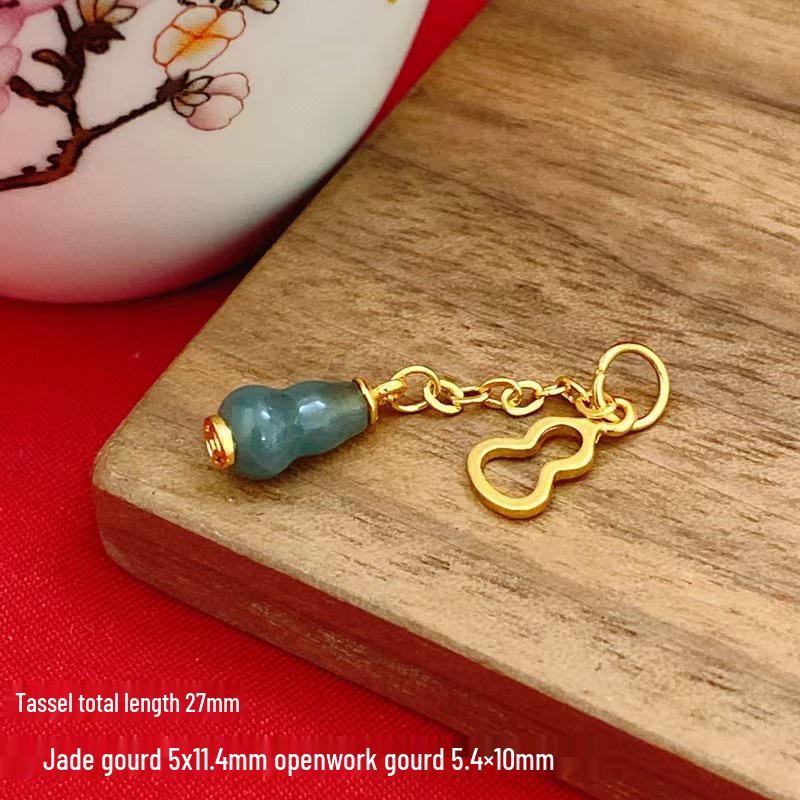 Blue Water Jade Tassel Gourd Pendant Bracelet - Handmade DIY Accessory