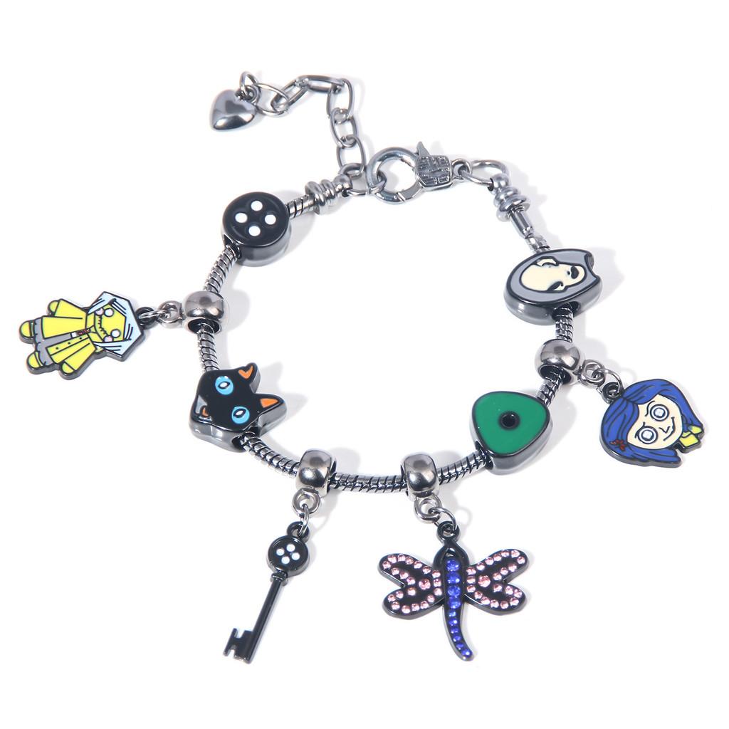 The Secret Coraline Door Bracelet Cute Cartoon Button Dragonfly Girl Accessory