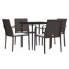 Vidaxl 5-Cz. Gartenmöbel-Set mit Kissen, Polyrattan und Stahl