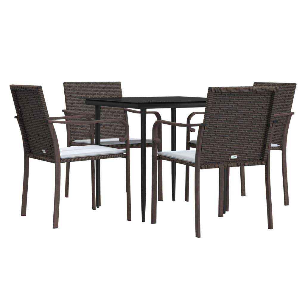 Vidaxl 5-Cz. Gartenmöbel-Set mit Kissen, Polyrattan und Stahl