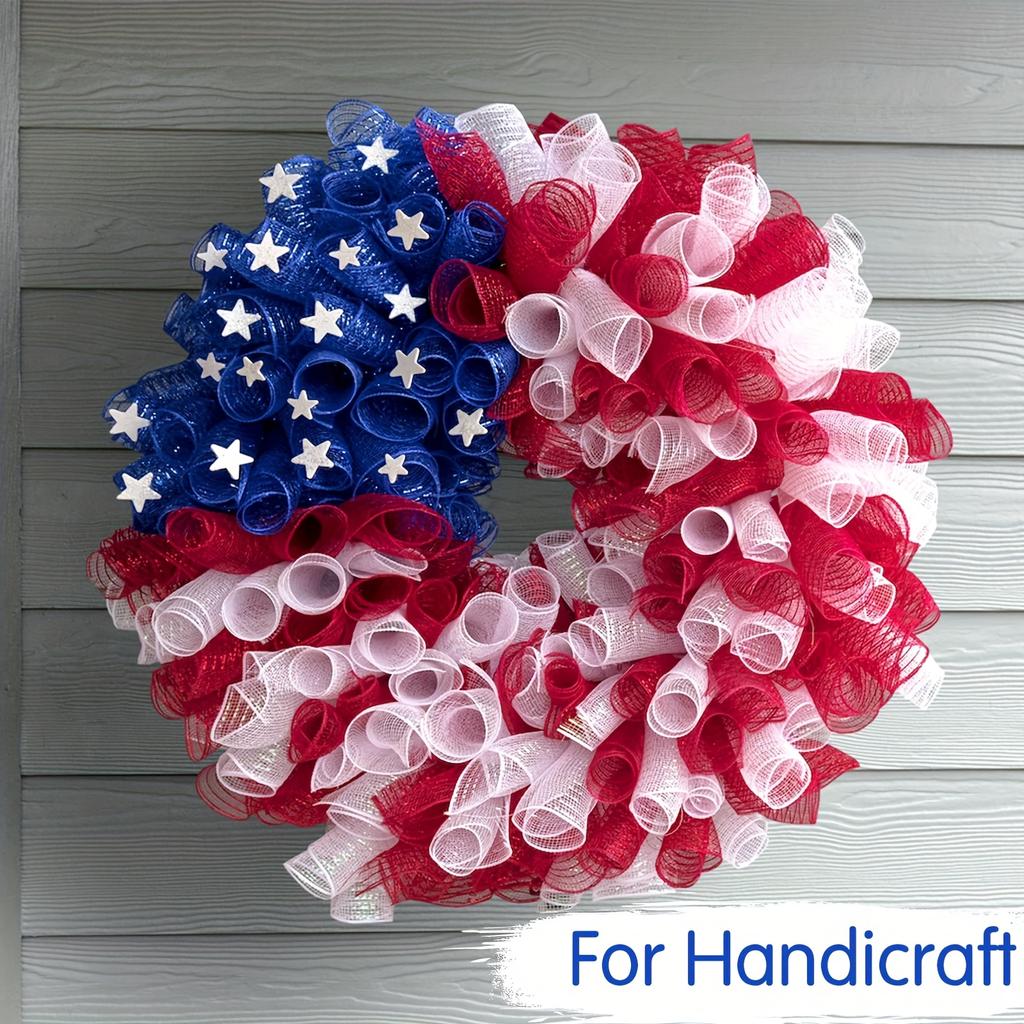 4 Rolls 10 Inch Red/Pink/White Decorative Mesh Ribbon, for Wreath Supplies Front Door Wreath Crafts Tree Decor Christmas NewYears Valentine'S Day