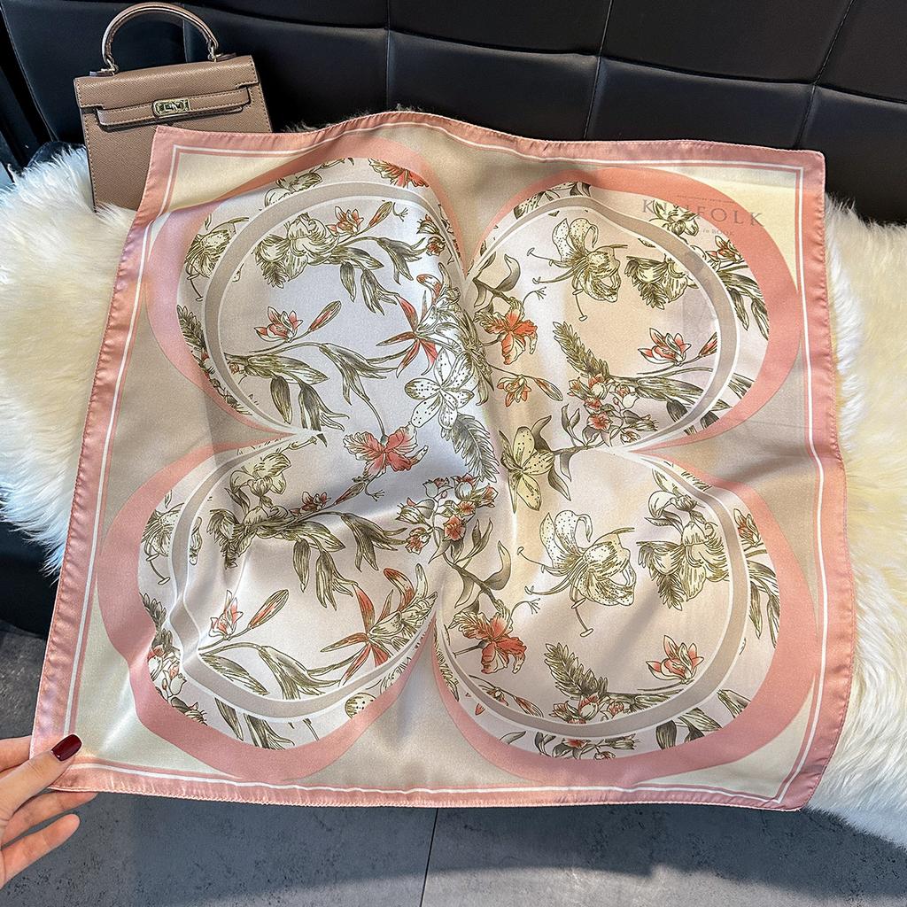 Spring And Autumn Silk Scarf Women'S Ribbon Headgear Hair Accessories Flowers Cashew Nut Flowers Versatile Temperament Advanced