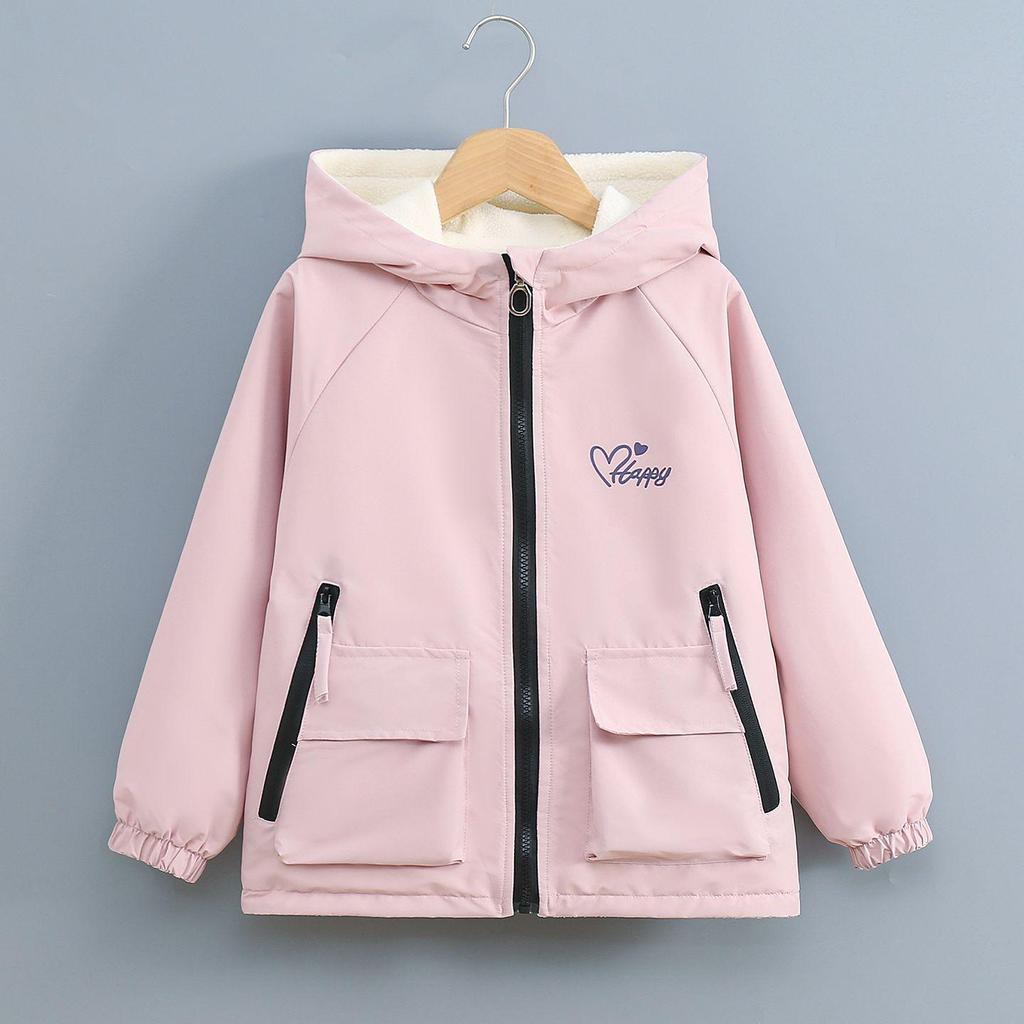 Girls' Double-Sided Fleece Jacket for Spring & Autumn 2025 - New Loose Children’s Windbreaker