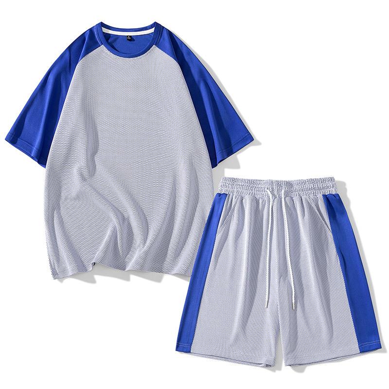 Tuta Sportiva Casual da Uomo Corsa Giacca in Seta Ghiaccio Maglietta a Maniche Corte Pantaloncini Set
