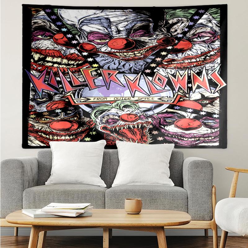 1PC Scary Clown Horror K-pop music group Tapestry Accessories for Bedroom,Livingroom, dormitory Room Wall Decor Fan Birthday Gifts