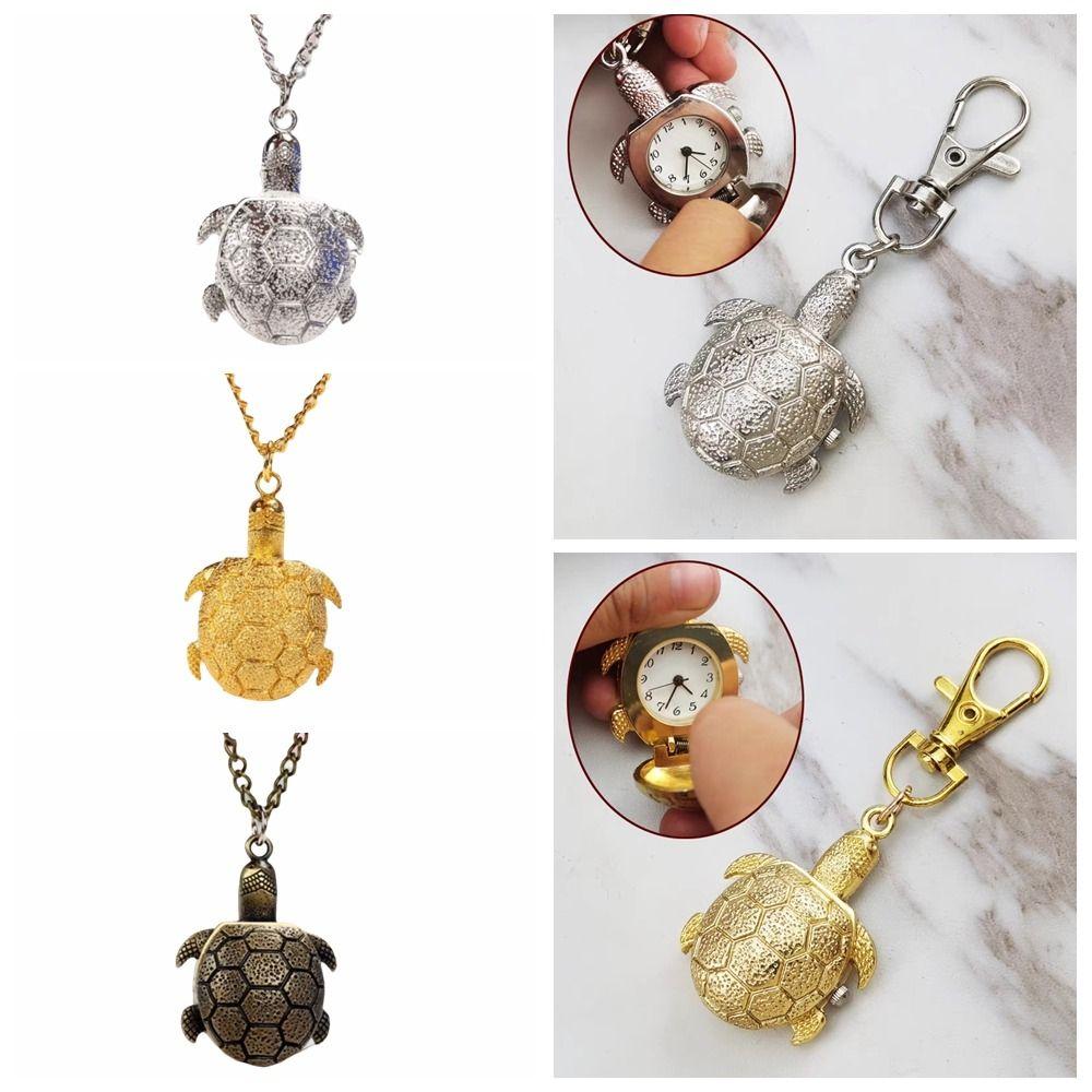 Alloy Turtle Watch Flip Cap Necklace Watch Creative Pocket Watch Gift