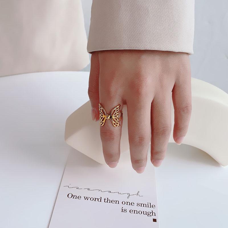 

Элегантное корейское кольцо-бабочка из титановой стали в 18-каратном золоте US Size 9