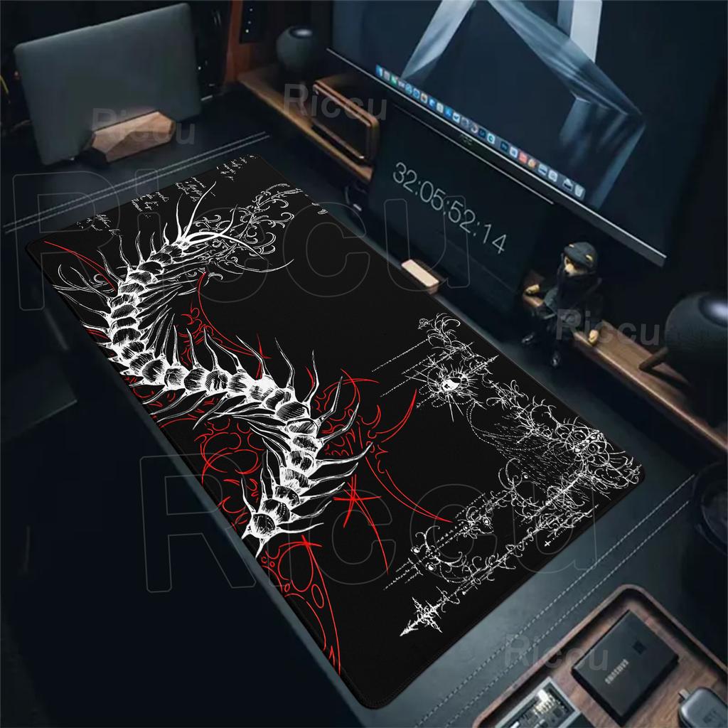 Tappetino Mouse Gotico Bianco Nero Grande Mousepad da Gioco Estetica Centipede Accessori PC Tappetino Esteso Tappetini Mouse Tastiera Ufficio