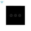 Wifi Wall Touch Panel Switch Voice Control Mobile Phone Remote Control, Model: Black 3 Gang (Zero Firewire Wifi  )