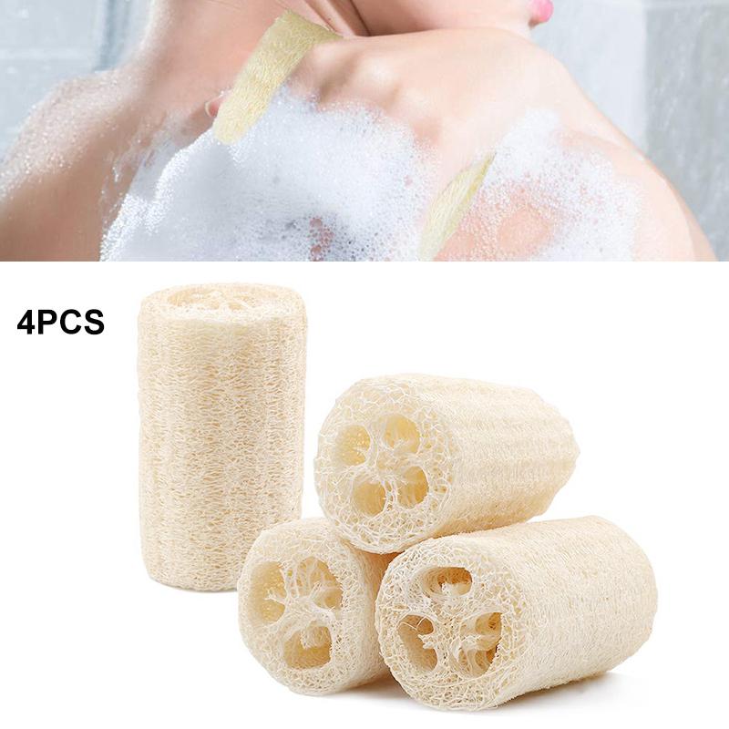 4Pcs/pack Organic Loofahs Loofah Spa Exfoliating Scrubber Natural Luffa Body Wash Sponge Remove Dead Skin Made Soap 4 Inch