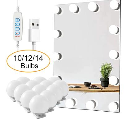 Ampoules LED détachables Lampe de miroir de maquillage professionnelle Alimentation USB Lumière de miroir cosmétique Hollywood Coiffeuse LED Lumières de vanité