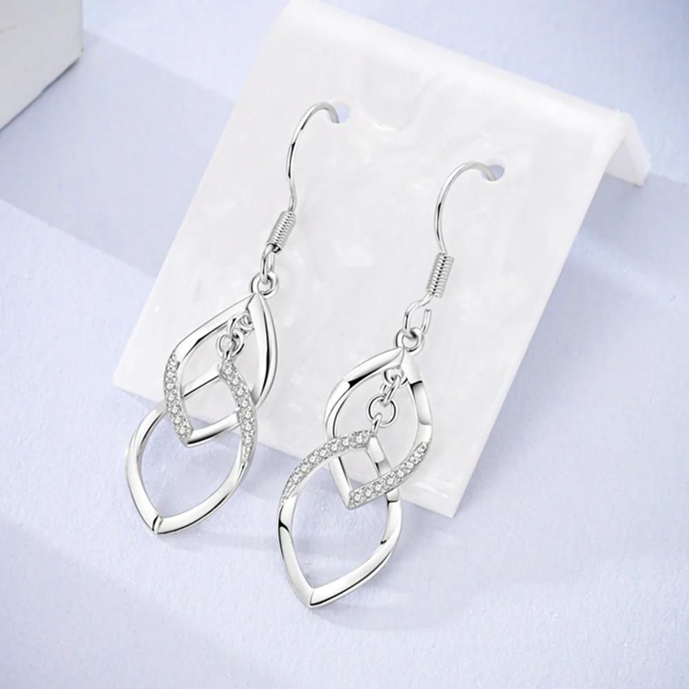 

Woman Hoop Earrings Silver Colors Rotating Rhombus Zircon-Inlaid For Women Earrings Jewelry Gifts