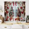 2pcs Festive Christmas Curtain Set-Snowman Pine Tree Design Polyester Rod Pocket, Machine Washable forLiving Room Bedroom Study