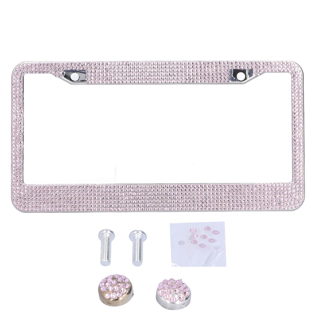 Pink Bling Glitter License Plate Frame Automobile Exterior Decoration for Women Party Birthday Gift