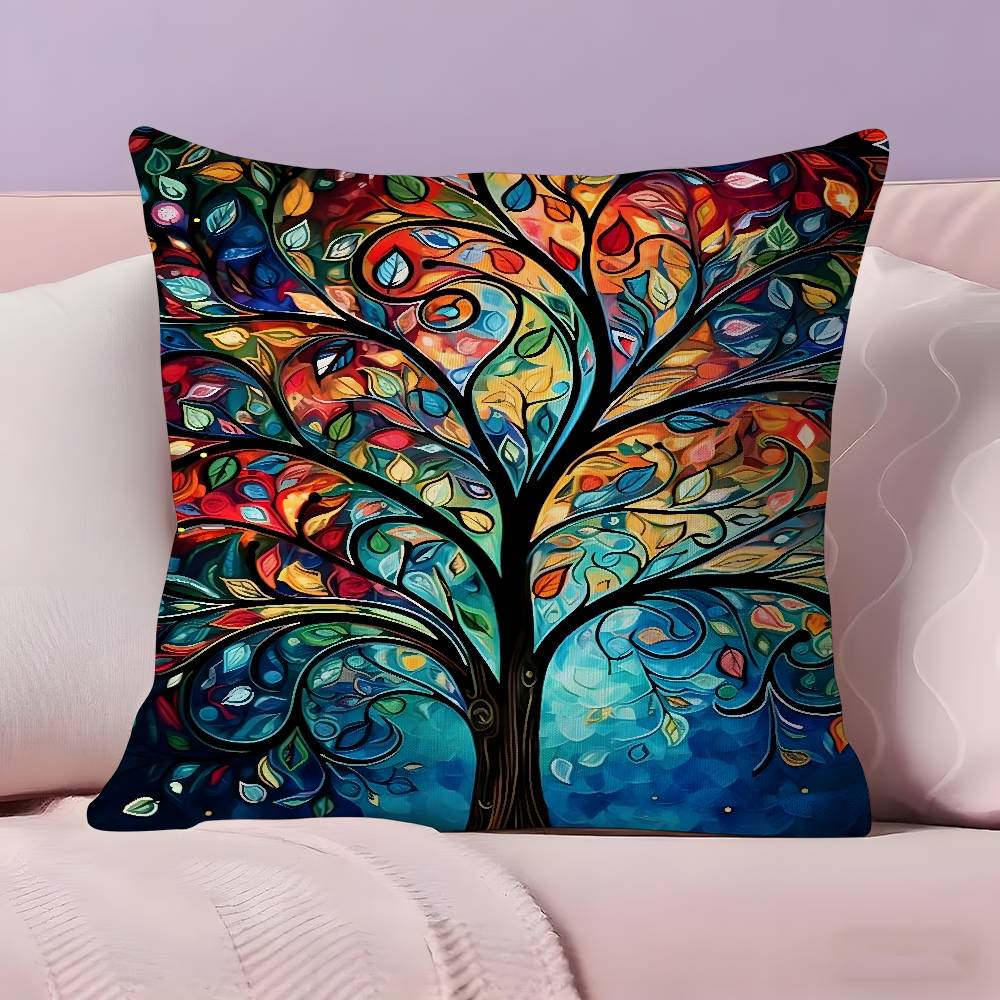 Colored Tree Pillow Case  Ultra Soft Skin Friendly Fabric Cloud Like Comfort & Concealed Zipper