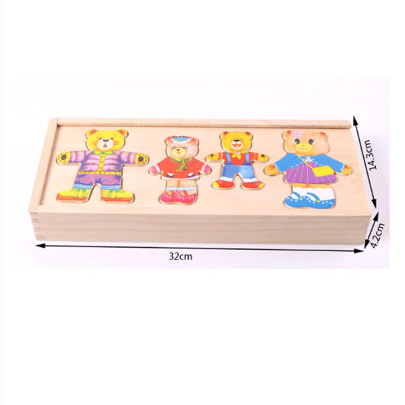 Bear Changing Clothes Pulzze Child Shape Matching Wooden Kid Creative Manual Activity Toy Idea Coordination Girl 2 To 5 Year Old