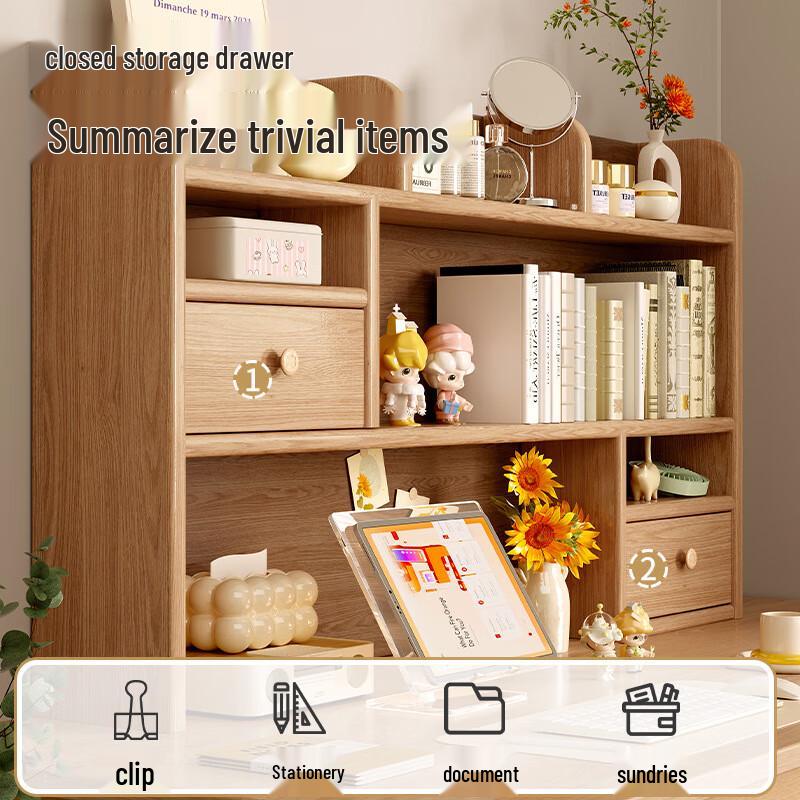 Chang Baosen 3-Tier Solid Wood Desktop Bookshelf