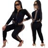 European & American Fashion Casual Printed Splicing Two-Piece Suit
