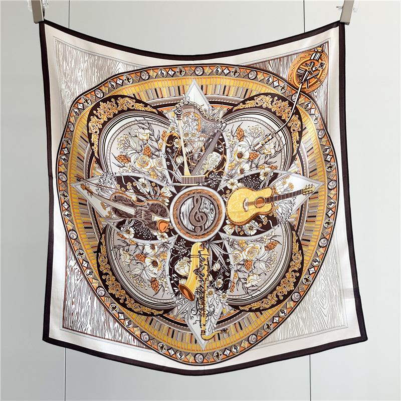 

Musical Instrument Flower Color Matching 12 Mm Silk Scarf For Women s Fashion Mulberry Silk Scarf 70CM Square Scarf Shawl 65cmx65cm
