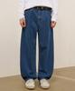 TOFFEE Loose Curved Denim Pants (Indigo)