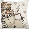 Christmas Pillowcase Linen Print Elk Snowman Home Decoration Sofa Cushion Cover