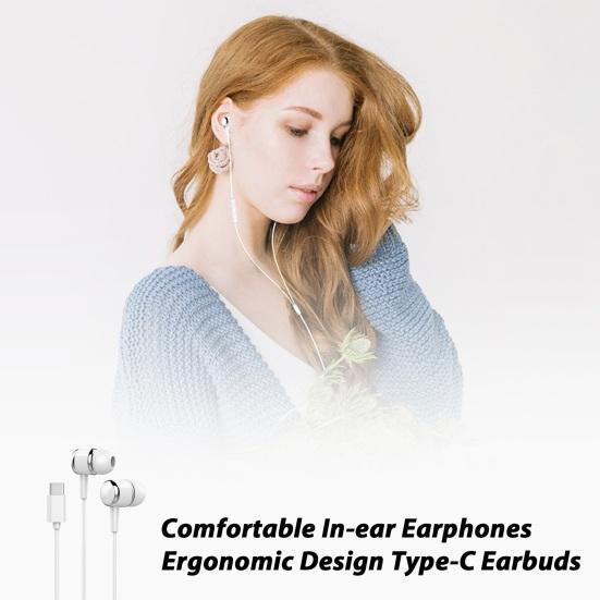 Wired Earphones with Sound Quality Wired Mic HIFI Headphone Type-C Plug In-ear Earbuds