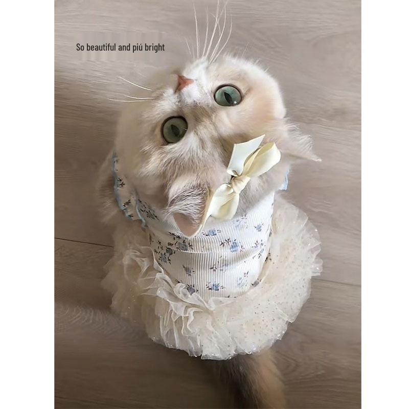 Pet Princess Dress: Spring/Summer Wedding Formal Wear for Dogs & Cats - Puffy Gauze Skirt for Teddy, Bichon, Birthday Parties