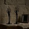 Xiaobudian Halloween Skeleton Candle Holder, Gothic Resin Hand And Standing Candlestick Holders for Table Mantel Decor