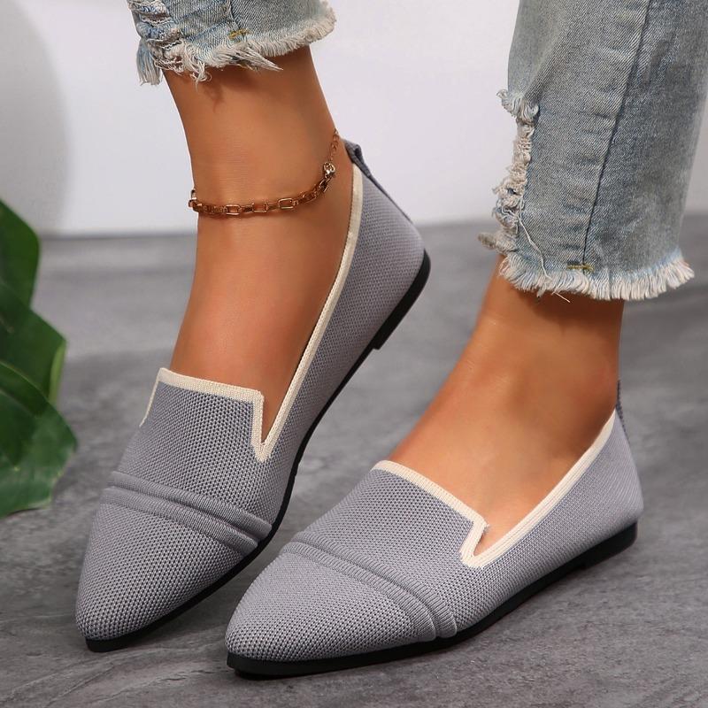 Women's Large Size Flat Shoes Spring and Summer Pointed Toe Fashion Flying Weaving Shallow One Foot Pedal Casual Overfoot Single Shoes