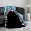 Cartoon Shark Big Mouth Seaside Funny Hug Me Blanket For Soft Throw Blanket for Picnic Bed Sofa Home Bedroom Warm Comfortable