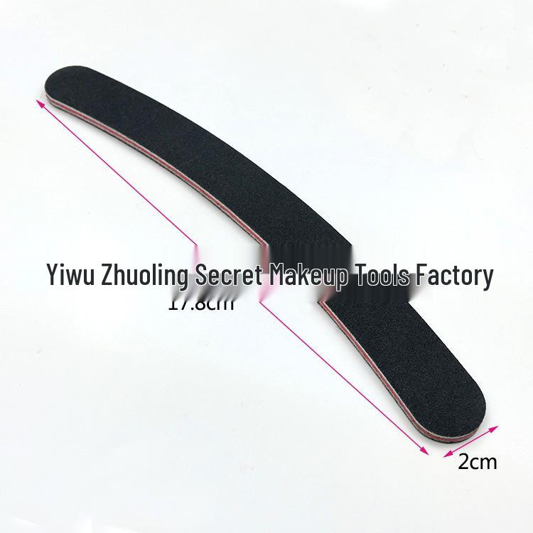 Curved Nail File Red Heart Rubber Board with Black Sandpaper - Wear-Resistant Banana Polishing Stick for Manicure Nail Art