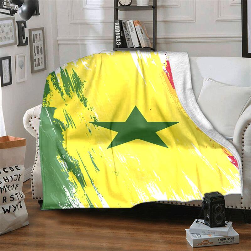 Senegal Flannel Blanket Soft All-Season Throw, Design for Camping, Car Travel, Hiking Sofa, Bed, Office Perfect Gift for Parties