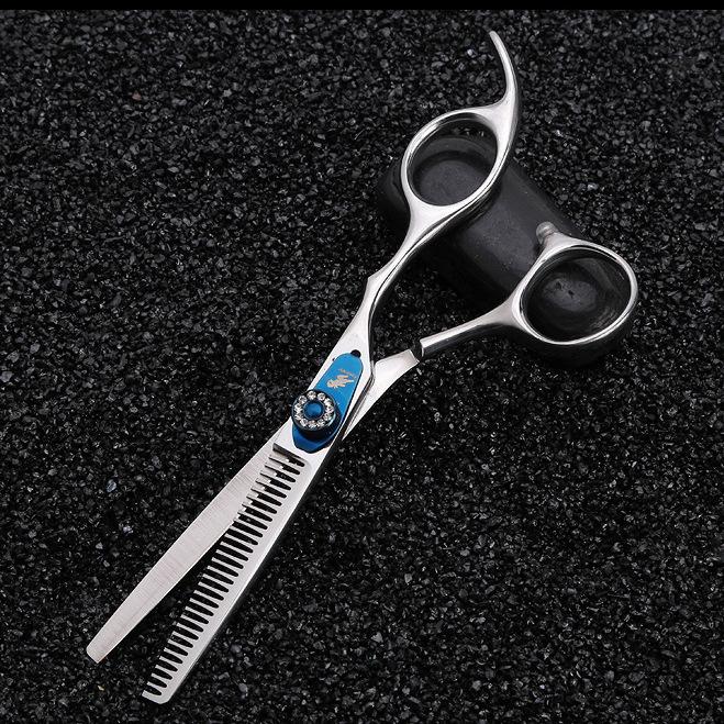 

6.0 Inch Freelander, Gem Screw, Hair Scissors, Hair Scissors, Flat Scissors, Bangs Scissors, Tooth Scissors, Thin 6.0 blue shrapnel dental scissors