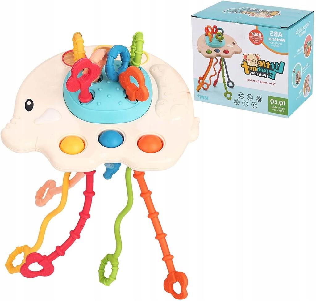 Sensory Toy Elephant Montessori Teething Toy Beige