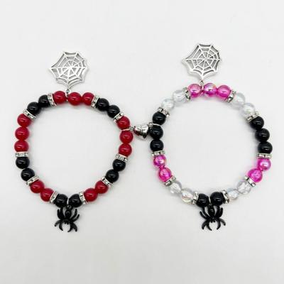 Spider Friendship Bracelet Magnetic Couple Relationship Distance Bracelet Heart Energy Stone Beads Metal Anime