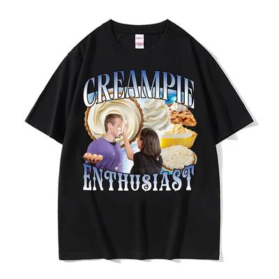 Lustiges Cream Pie Enthusiast Meme Grafik T-Shirt Herren Damen 90er Vintage Gothic Oversized T-Shirts Lässig Bequem EU Größe T-Shirt