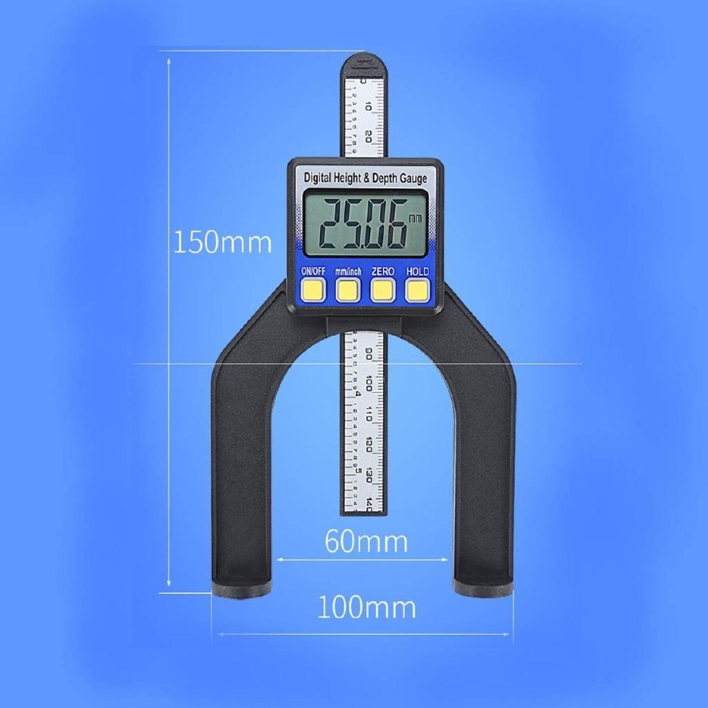 Digital Height Depth Gauge Slide Caliper Vernier Ruler Metric Measuring Woodworking Router Table Saw Tool Depthometer