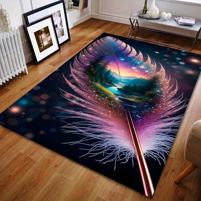 Creative Feather World Pattern Carpet for Bedroom Living Room Bedside Sofa Floor Mat Modern Home Decor Area Rug Fast Shipping
