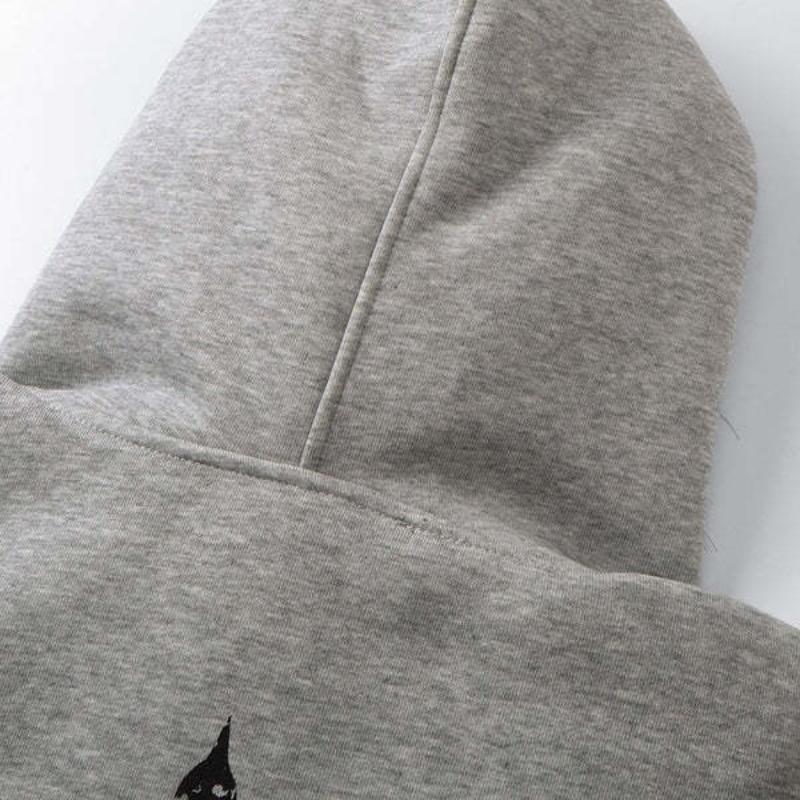 European and American autumn and winter pure color casual personality graffiti print plush hat edge trend women's fashion hooded sweatshirt