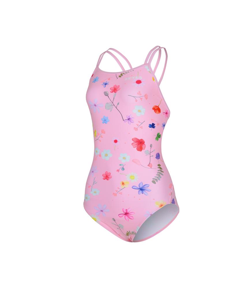 Jeteseu Women'S Double Strap Crossbody One-Piece Swimsuit Flora Mirage Cr L9A0056