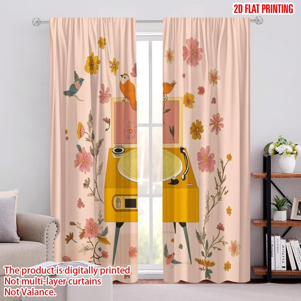 

2pcs,2D plane printing Curtains Melodic Blooms Durable Polyester (without rod) Room Decor Use for Living Room, Office, Kitchen, 52.50 × 116.00 cm 2 pcs