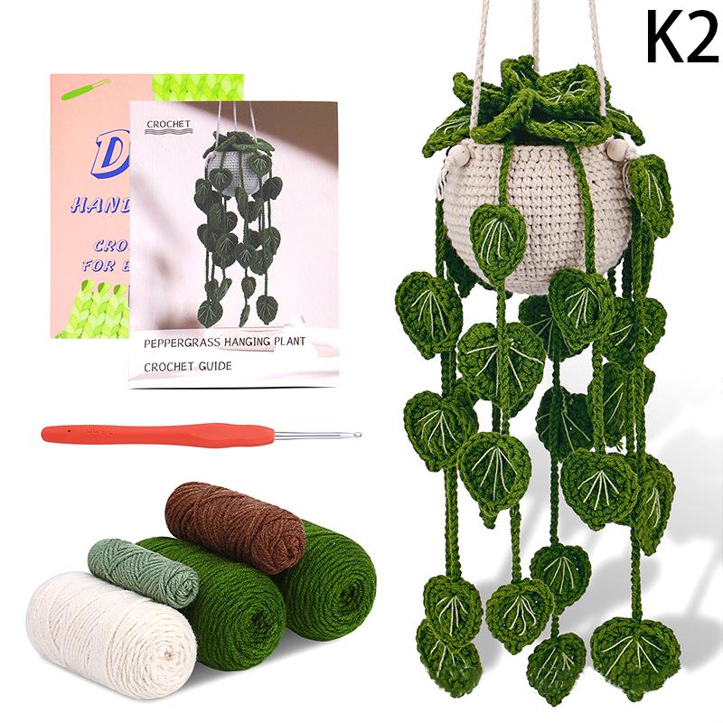 

Набор для вязания крючком подвесных растений для начинающих с видеоуроками Хлопковая пряжа Нитки Иглы Крючки Набор инструментов для вязания as the picture